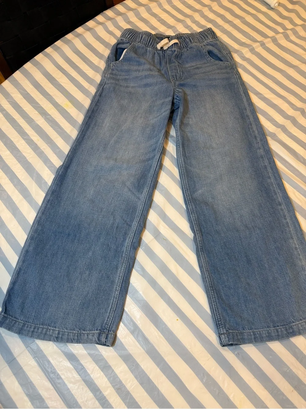 Girls GAP easy wide leg pull on jeans Elastic-Waist Straight Jeans size L, 10-11